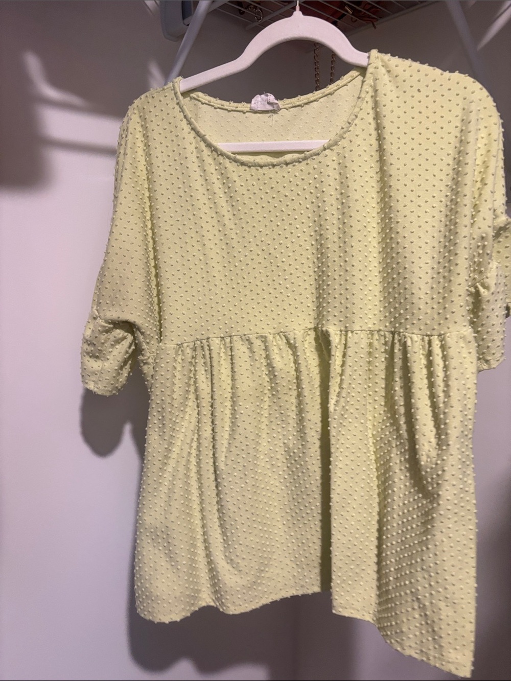 Lovely Melody Pale Yellow Textured Peplum Top